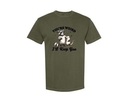 brand:Comfort Colors|color:Sage Green|Sarcastic Funny Raccoon Possum Weird Graphic T-Shirt