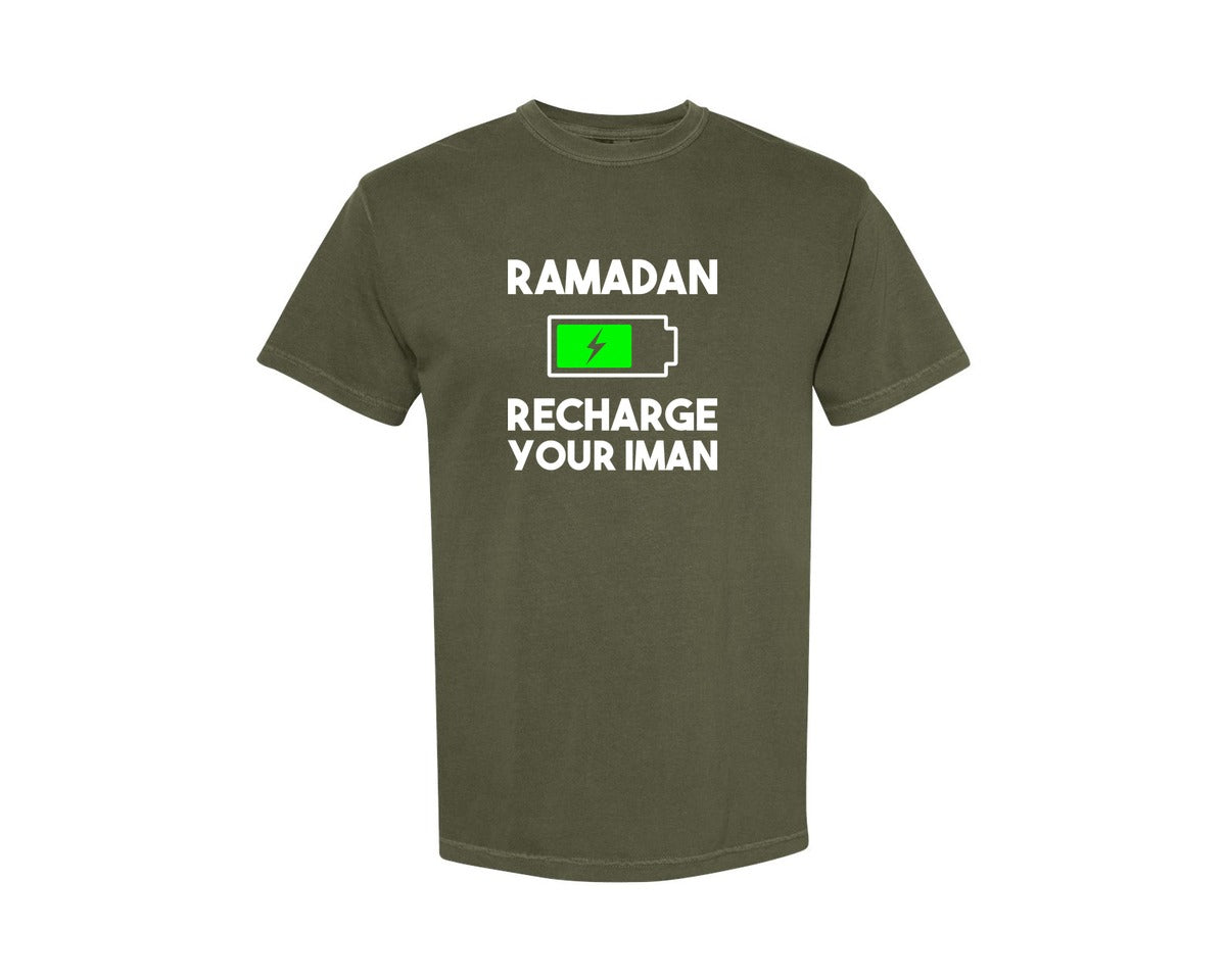 brand:Comfort Colors|color:Sage Green|Ramadan Recharge Your Iman Muslim Motiv Graphic T-Shirt