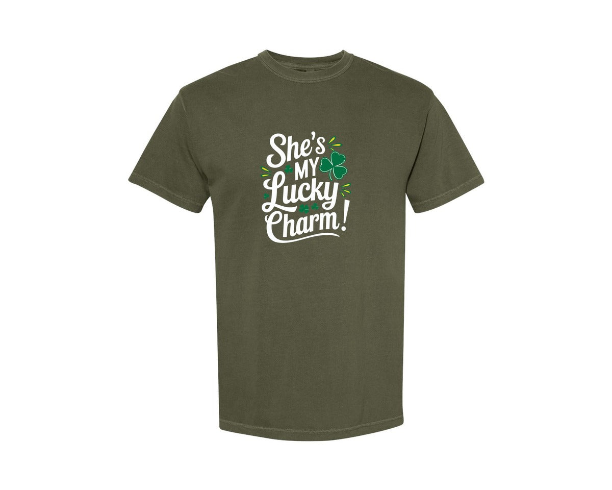 brand:Comfort Colors|color:Sage Green|Shes My Lucky Charm St Patricks Day 2 Graphic T-Shirt