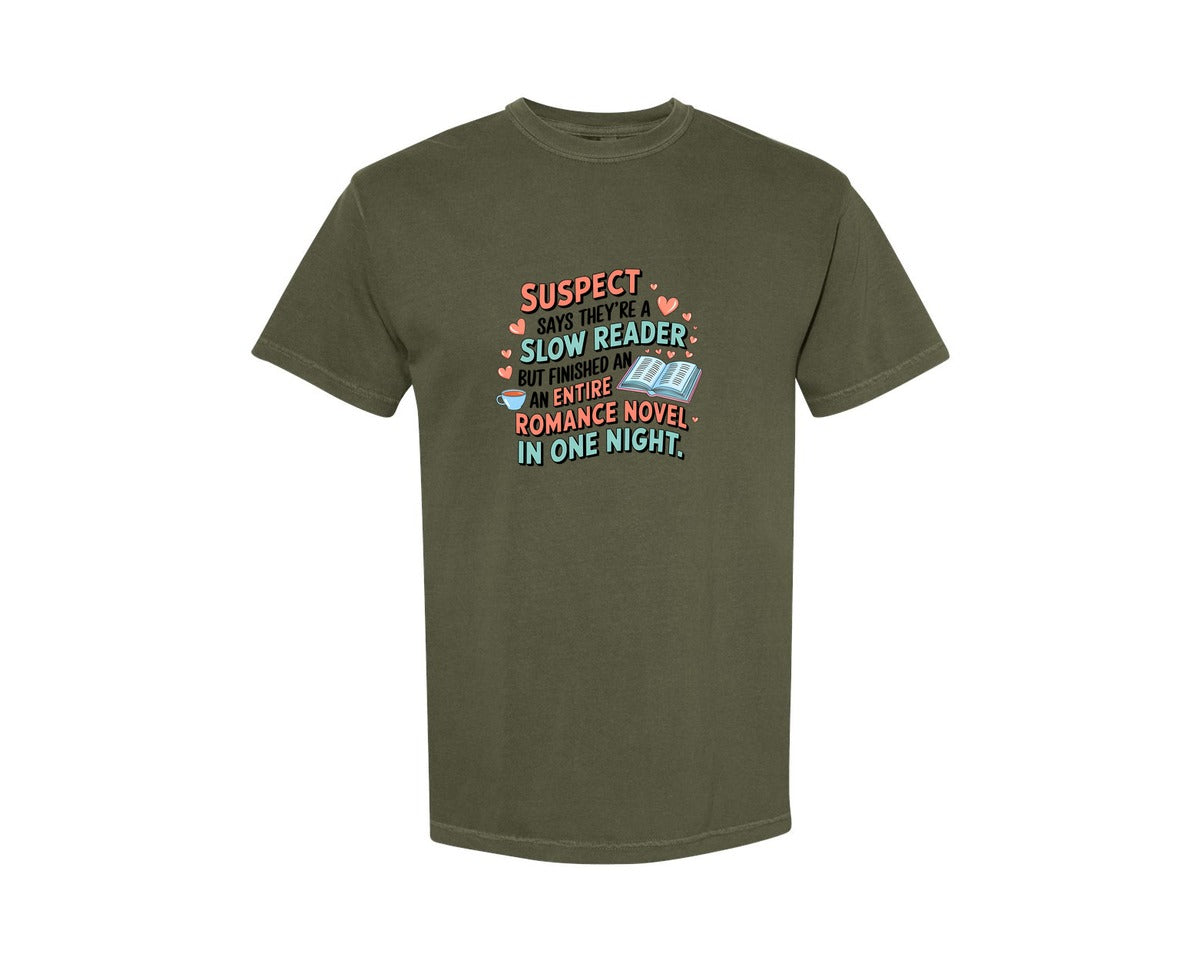 brand:Comfort Colors|color:Sage Green|Suspect Claims Reading Lover Bookish 2 Graphic T-Shirt