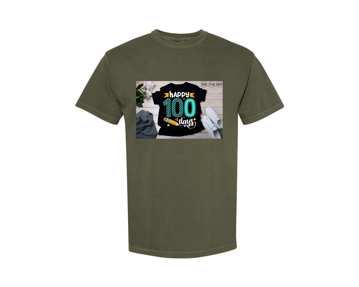 brand:Comfort Colors|color:Sage Green|100 Days Of School Shirt 10 Graphic T-Shirt
