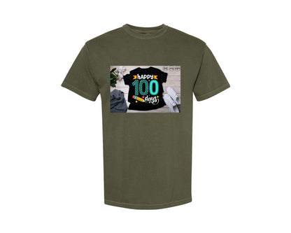 brand:Comfort Colors|color:Sage Green|100 Days Of School Shirt 10 Graphic T-Shirt