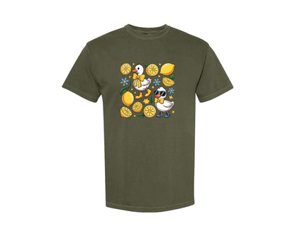 brand:Comfort Colors|color:Sage Green|Coquette Lemon Goose Goose Graphic T-Shirt
