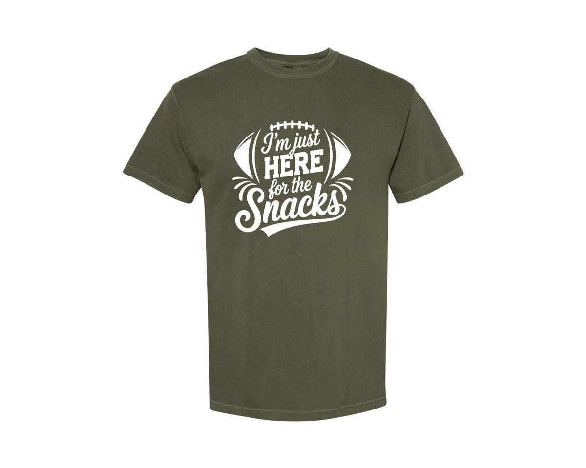 brand:Comfort Colors|color:Sage Green|Im Just Here For The Snacks Graphic T-Shirt