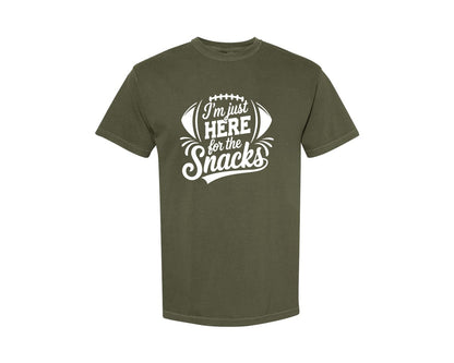 brand:Comfort Colors|color:Sage Green|Im Just Here For The Snacks Graphic T-Shirt