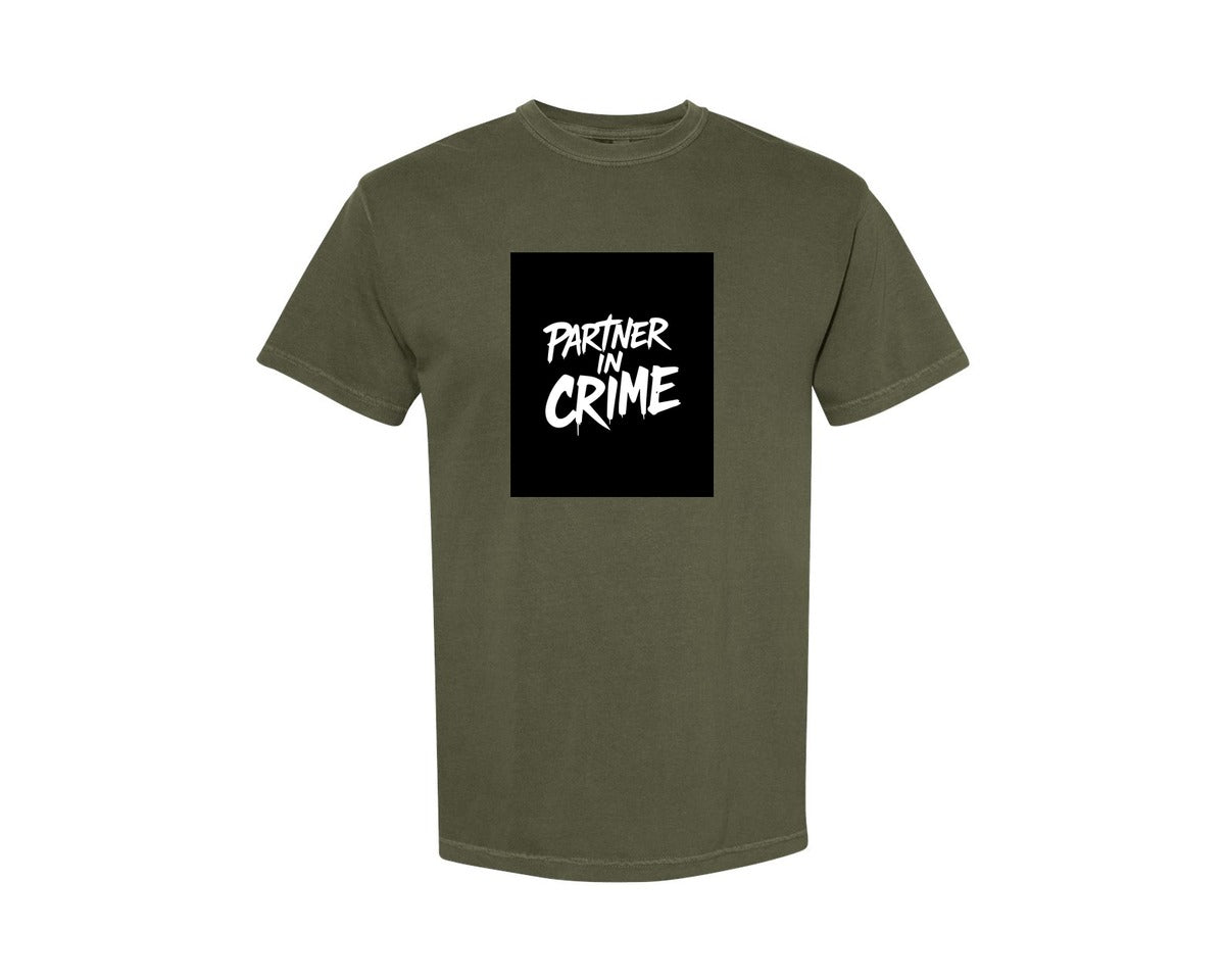 brand:Comfort Colors|color:Sage Green|Partner In Crime T Shirt Design Graphic T-Shirt
