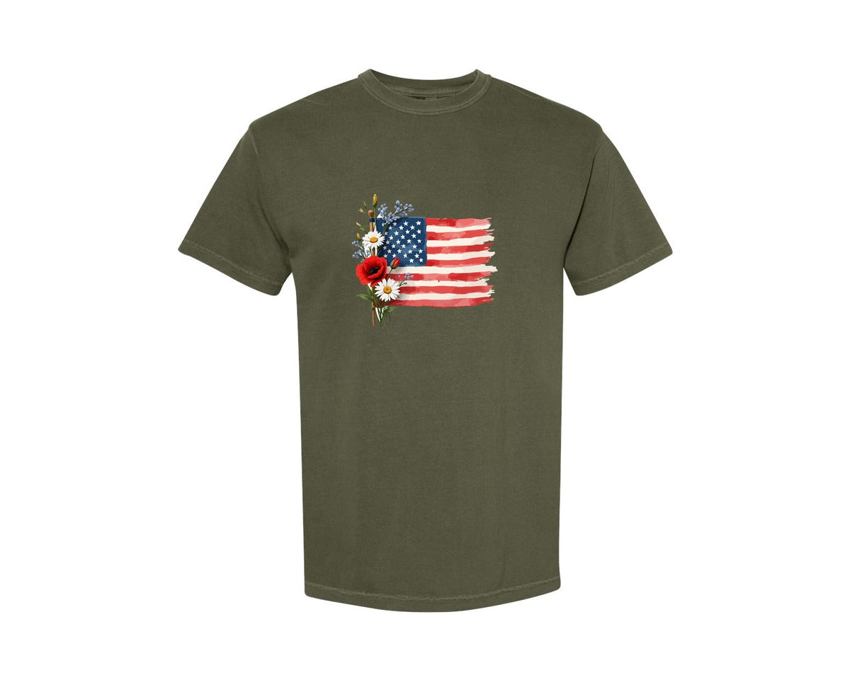 brand:Comfort Colors|color:Sage Green|Patriotic For 4Th Of July Graphic T-Shirt