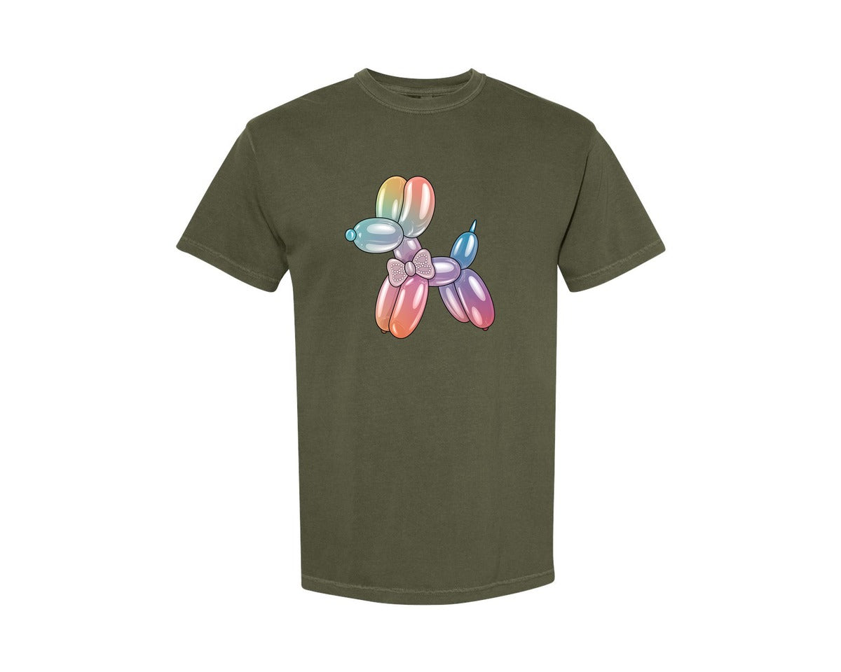 brand:Comfort Colors|color:Sage Green|Glam Balloon Dog 4 Graphic T-Shirt