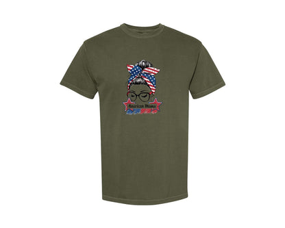 brand:Comfort Colors|color:Sage Green|American Mama Patriotic Design Graphic T-Shirt