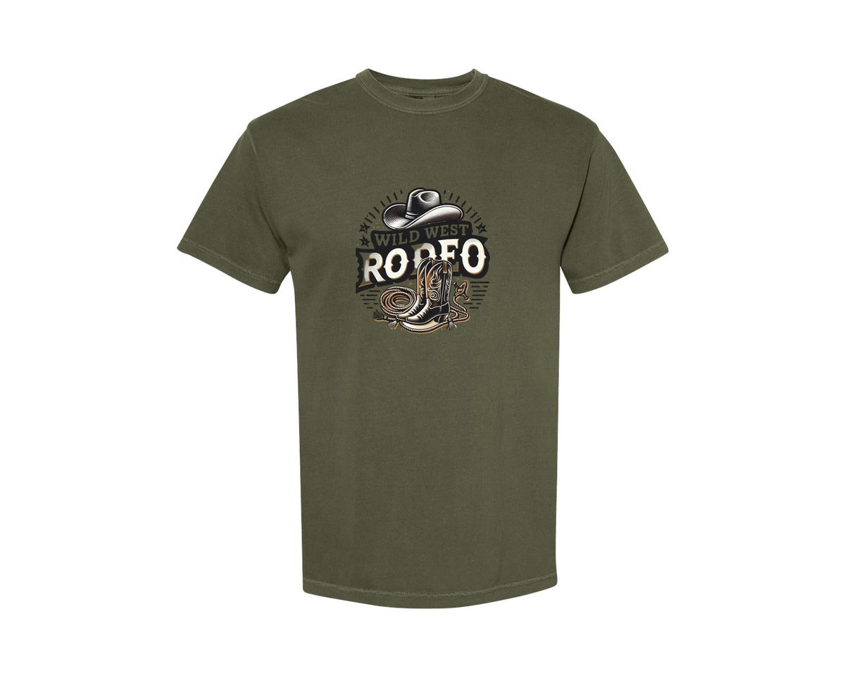 brand:Comfort Colors|color:Sage Green|Western Wild West Rodeo T Shirt Graphic T-Shirt