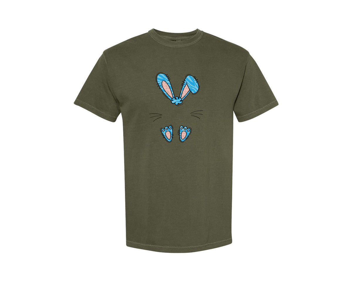 brand:Comfort Colors|color:Sage Green|Boys Easter Monogram Bunny Graphic T-Shirt