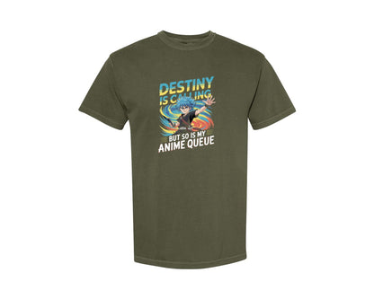 brand:Comfort Colors|color:Sage Green|Destiny Is Calling But So Is My Anime 2 Graphic T-Shirt