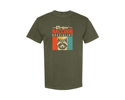 brand:Comfort Colors|color:Sage Green|Raccoon Meme T Shirt 2 Graphic T-Shirt