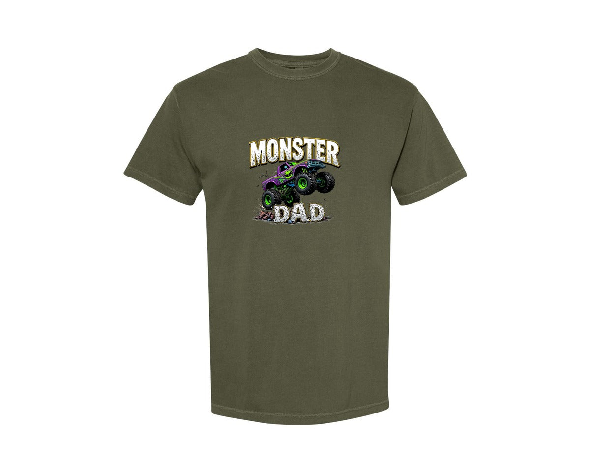 brand:Comfort Colors|color:Sage Green|Fathers Day Monster Truck T Shirtdesign Graphic T-Shirt
