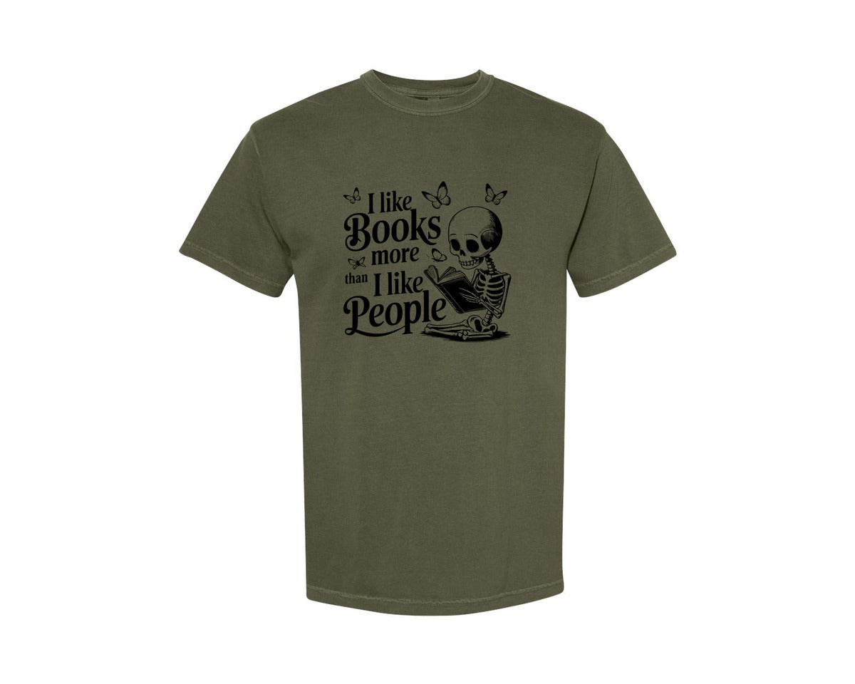 brand:Comfort Colors|color:Sage Green|I Like Books More Than I Like People 3 Graphic T-Shirt