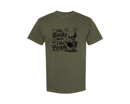 brand:Comfort Colors|color:Sage Green|I Like Books More Than I Like People 3 Graphic T-Shirt