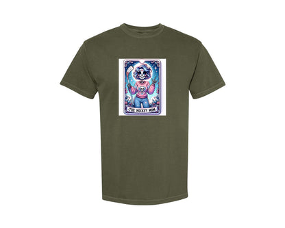 brand:Comfort Colors|color:Sage Green|The Hockey Mom Tarot Card 3 Graphic T-Shirt