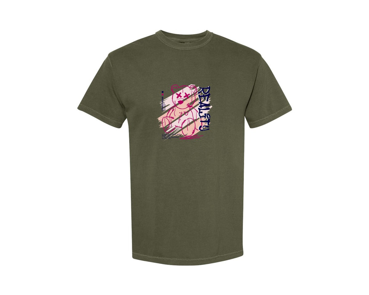 brand:Comfort Colors|color:Sage Green|Reality Graffiti Bear Doll Streetwear Graphic T-Shirt