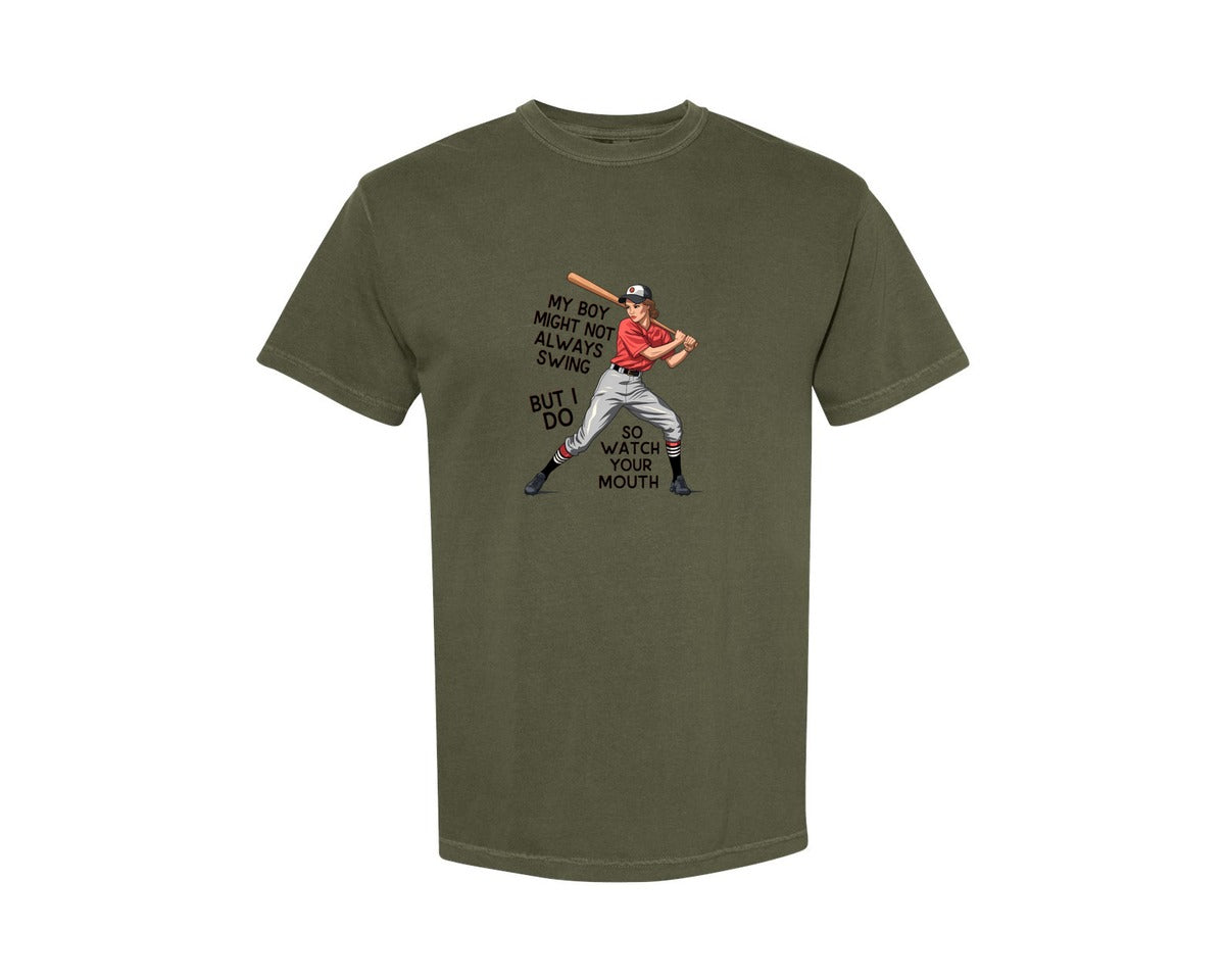 brand:Comfort Colors|color:Sage Green|Baseball Mom Funny Softball 3 Graphic T-Shirt