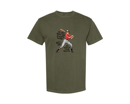 brand:Comfort Colors|color:Sage Green|Baseball Mom Funny Softball 3 Graphic T-Shirt