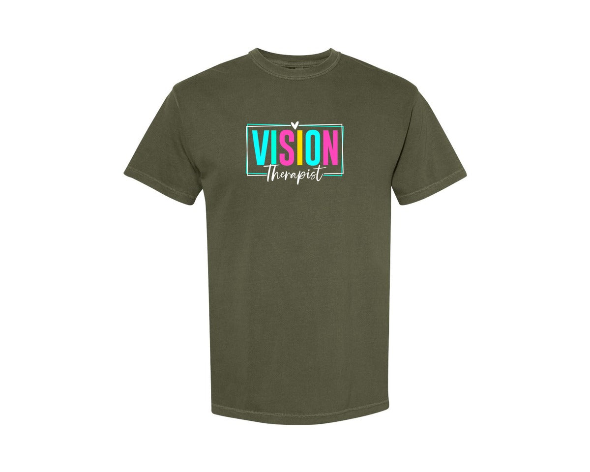 brand:Comfort Colors|color:Sage Green|Vision Therapist Therapy Career T Shirt Graphic T-Shirt