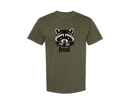 brand:Comfort Colors|color:Sage Green|Feral Raccoon Gothic Grunge Wild Graphic T-Shirt