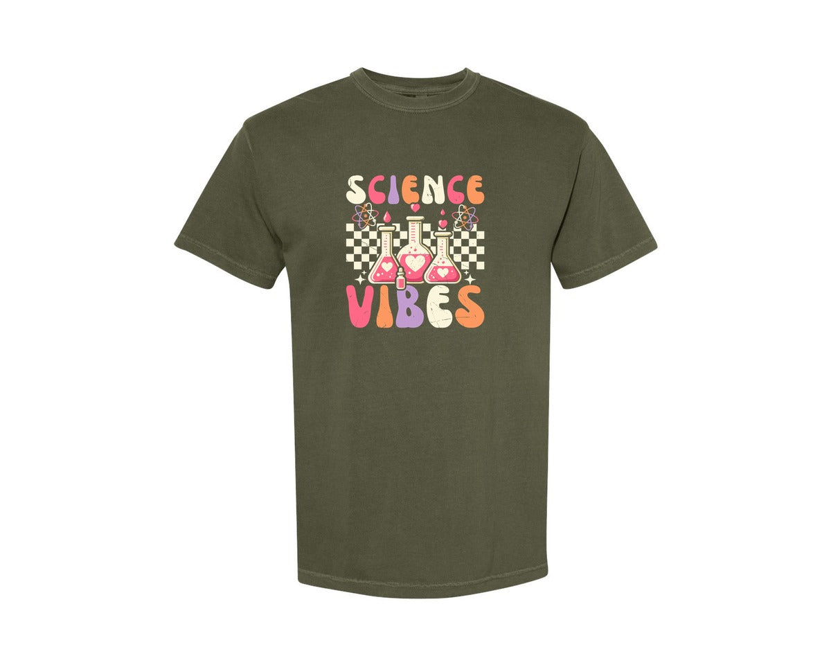 brand:Comfort Colors|color:Sage Green|Groovy Science Vibes Chemistry T Shirt Graphic T-Shirt