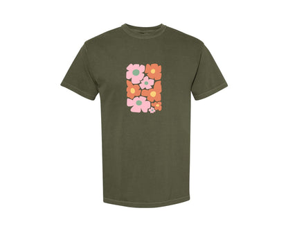 brand:Comfort Colors|color:Sage Green|Boho Retro Flower T Shirt Design 2 Graphic T-Shirt