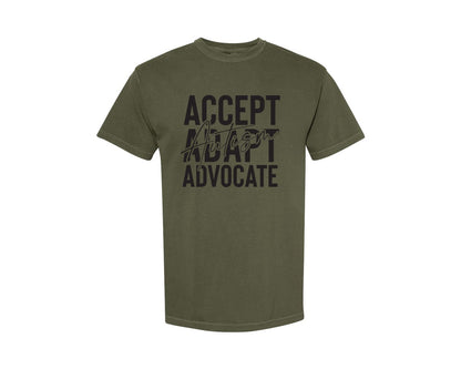 brand:Comfort Colors|color:Sage Green|Accept Adapt Advocate Autism Graphic T-Shirt