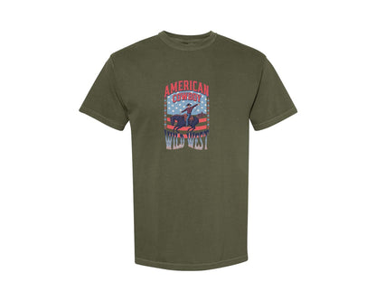 brand:Comfort Colors|color:Sage Green|American Cowboy Wild West Vintage Graphic T-Shirt