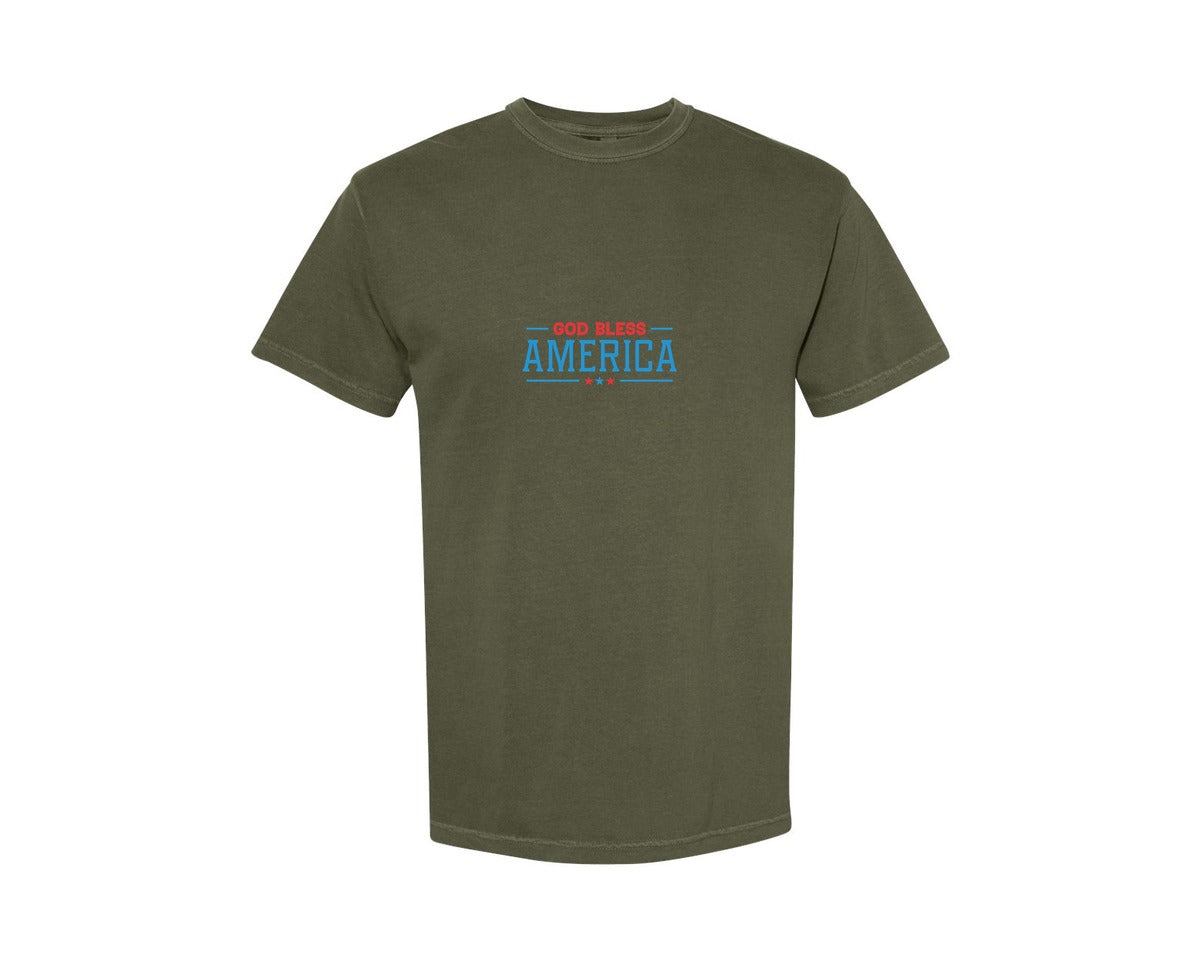 brand:Comfort Colors|color:Sage Green|4Th Of July T Shirt God Bless America 2 Graphic T-Shirt