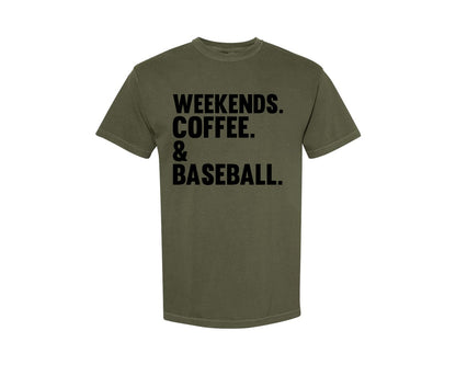 brand:Comfort Colors|color:Sage Green|Weekends Coffee Baseball Tshirt Design Graphic T-Shirt