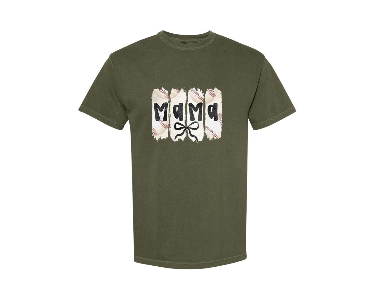 brand:Comfort Colors|color:Sage Green|Coquette Baseball Mama 2 Graphic T-Shirt