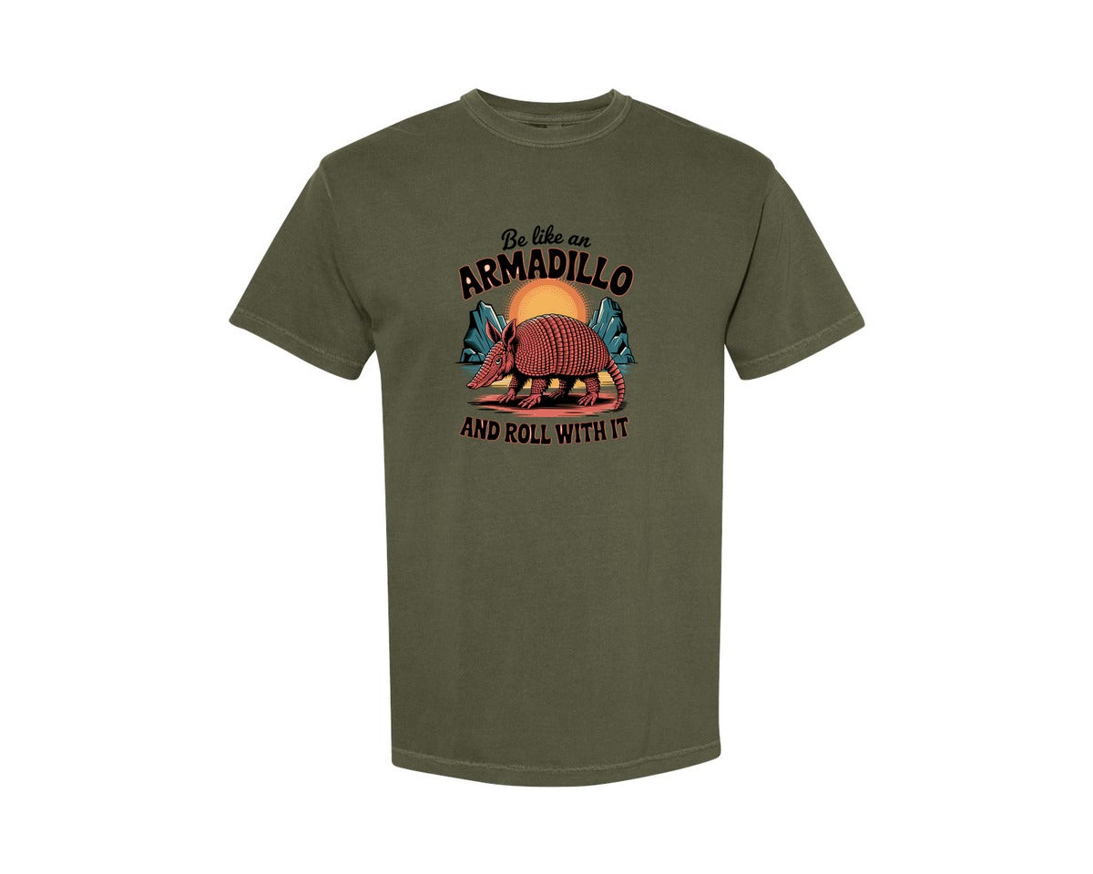 brand:Comfort Colors|color:Sage Green|Be Like An Armadillo Design 2 Graphic T-Shirt