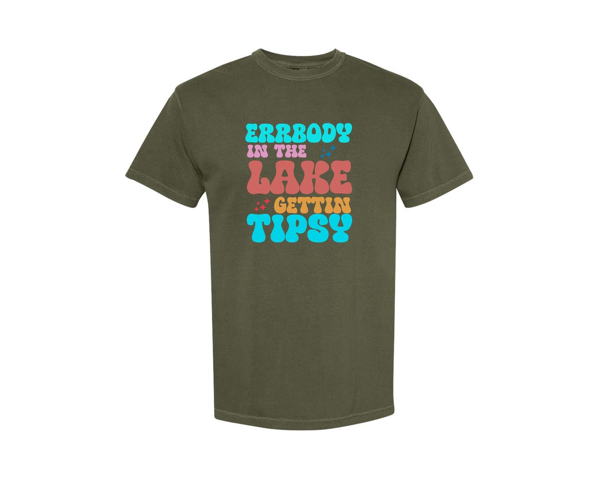 brand:Comfort Colors|color:Sage Green|Errbody In The Lake Gettin Tipsy 5 Graphic T-Shirt
