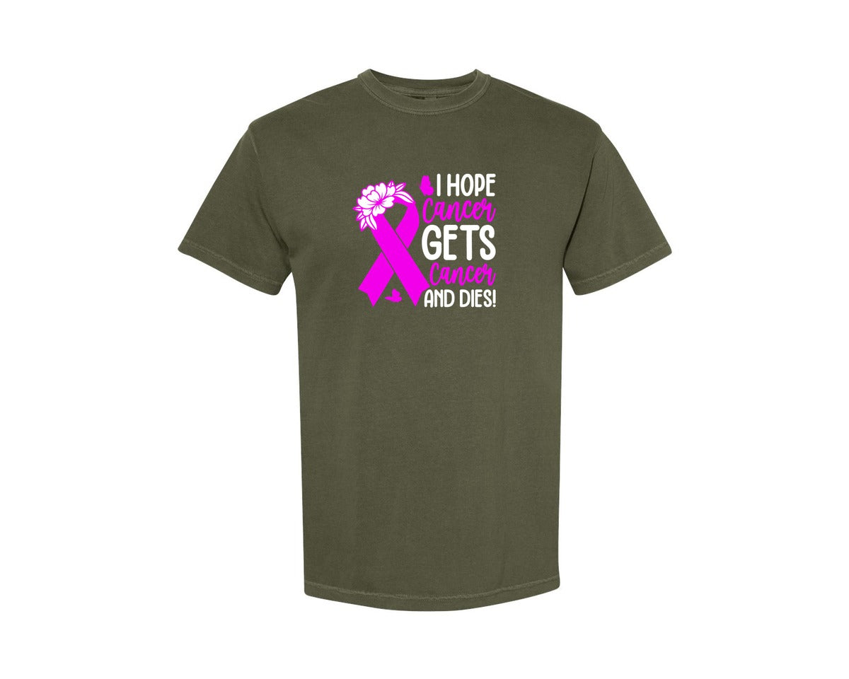 brand:Comfort Colors|color:Sage Green|I Hope Cancer Gets Awareness T Shirt Graphic T-Shirt