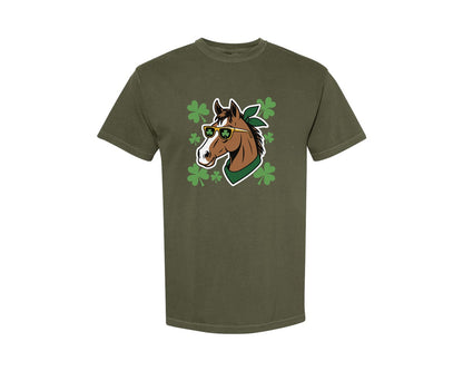 brand:Comfort Colors|color:Sage Green|St Patricks Day Horse Irish Day Graphic T-Shirt
