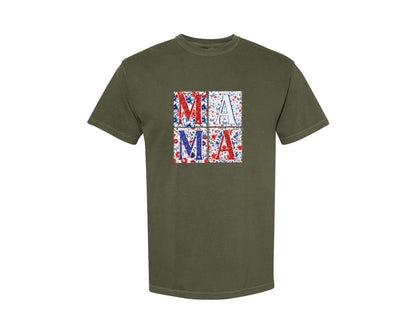 brand:Comfort Colors|color:Sage Green|4Th Of July Mama Patriotic Mom Graphic T-Shirt