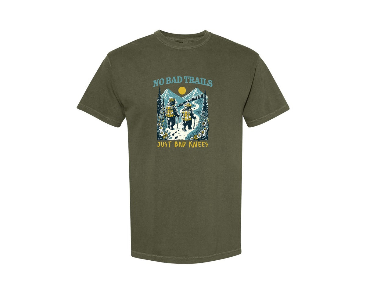 brand:Comfort Colors|color:Sage Green|Summer Hiking Mountain No Bad Trails Graphic T-Shirt