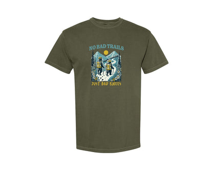 brand:Comfort Colors|color:Sage Green|Summer Hiking Mountain No Bad Trails Graphic T-Shirt