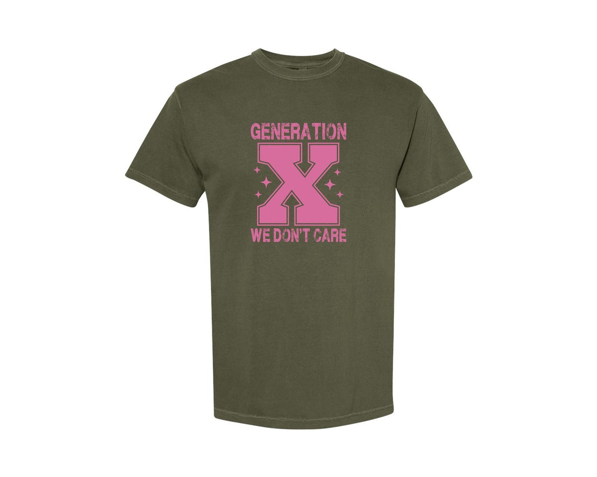 brand:Comfort Colors|color:Sage Green|Gen X We Dont Care Svggeneration X 3 Graphic T-Shirt
