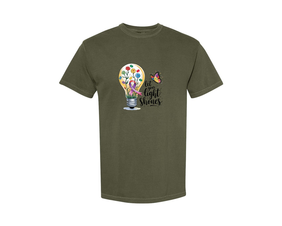 brand:Comfort Colors|color:Sage Green|Autism Awareness Let Your Light Shine Graphic T-Shirt