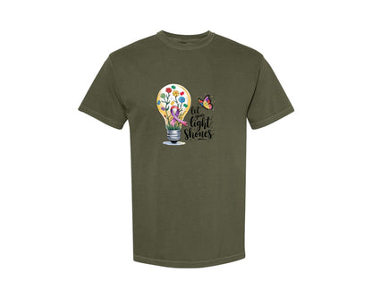 brand:Comfort Colors|color:Sage Green|Autism Awareness Let Your Light Shine Graphic T-Shirt