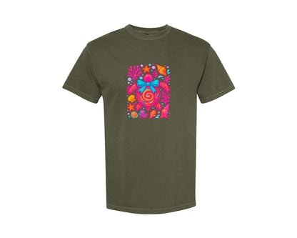 brand:Comfort Colors|color:Sage Green|Summer Sea Turtle Seashell Beach Graphic T-Shirt