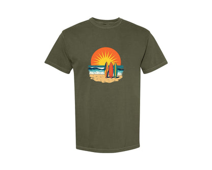brand:Comfort Colors|color:Sage Green|Retro Astronaut Surfing Vintage Art 3 Graphic T-Shirt