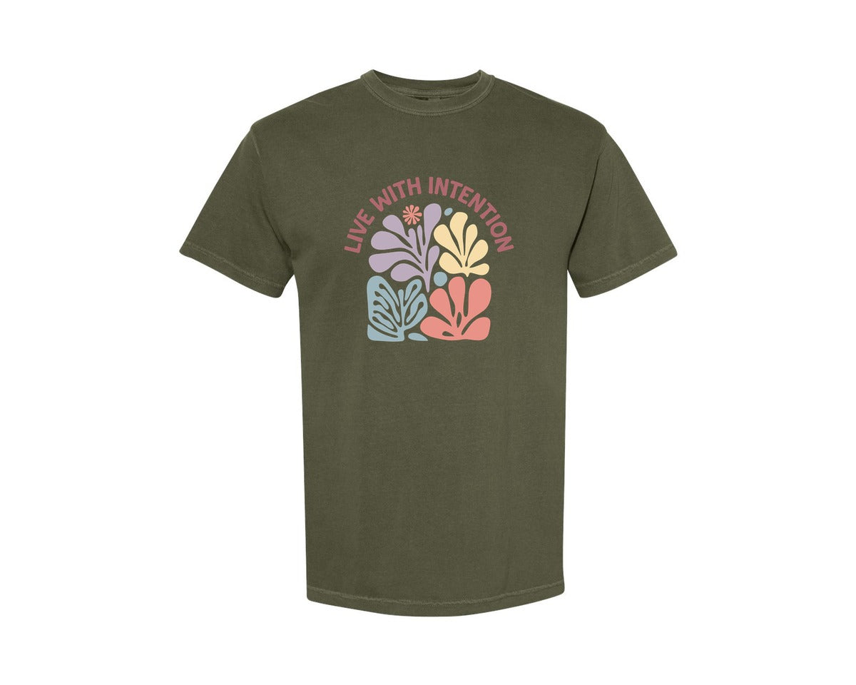brand:Comfort Colors|color:Sage Green|Floral Quote Abstract Boho Aesthetic Graphic T-Shirt