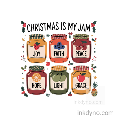 Christmas Is My Jam Jar Design Transfer — DTF Transfer