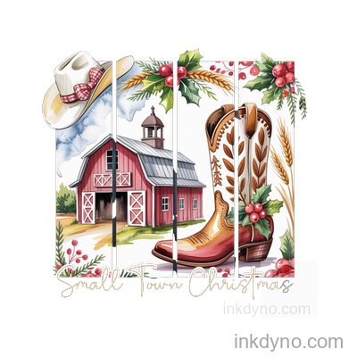 Small Town , Western DTF Transfer – Ready to Press (Christmas)