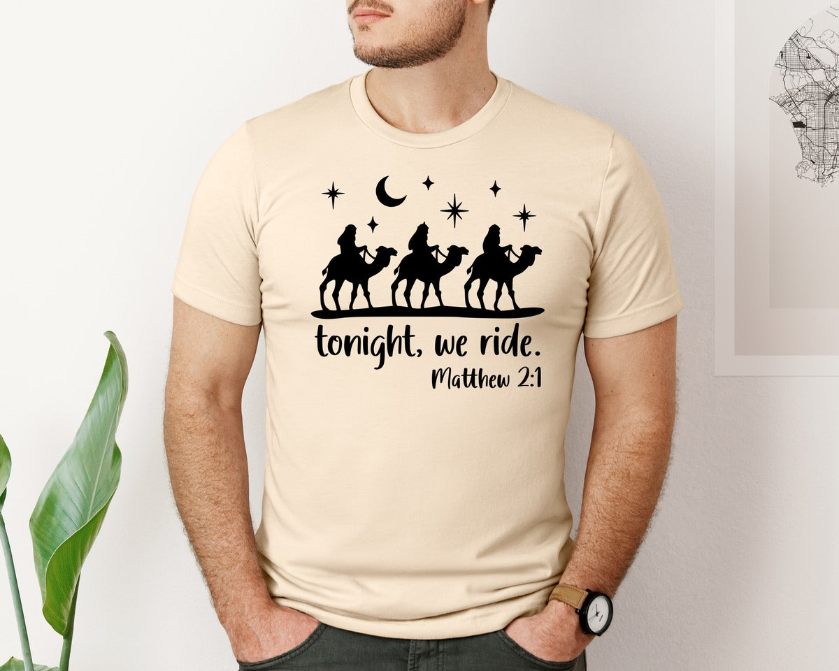 brand:Bella Canvas|color:Soft Cream|Tonight We Ride Matthew 21 Graphic T-Shirt