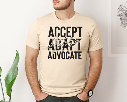 brand:Bella Canvas|color:Soft Cream|Accept Adapt Advocate Autism Graphic T-Shirt